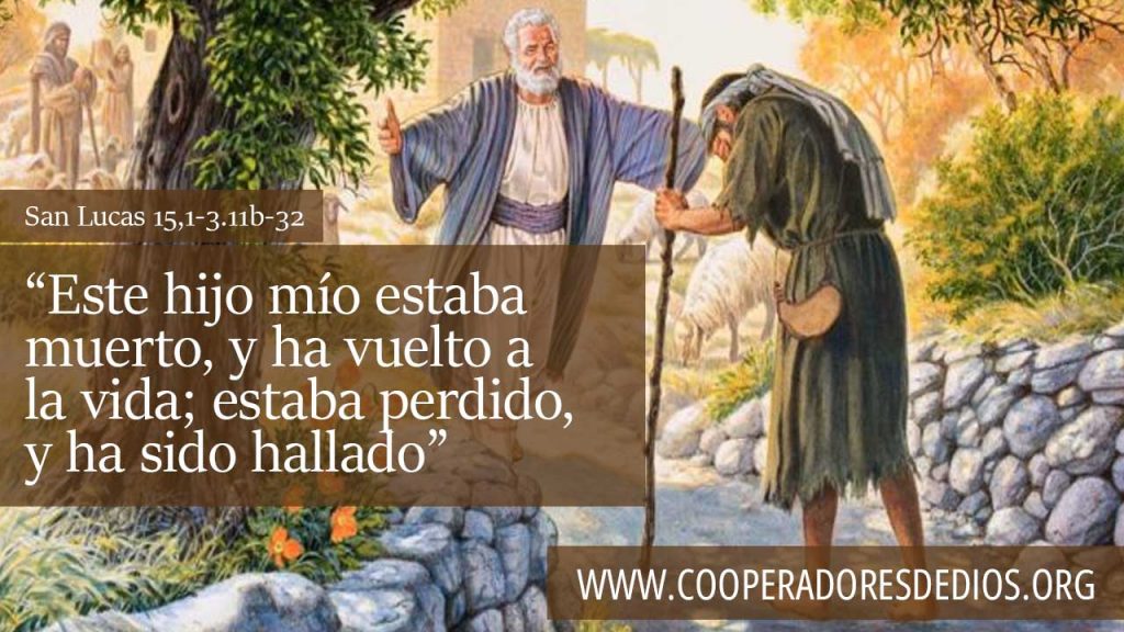 Padre recibiendo a hijo perdido. Parábola del hijo perdido